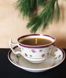 Organic Beeswax Candle in Teacup and Saucer