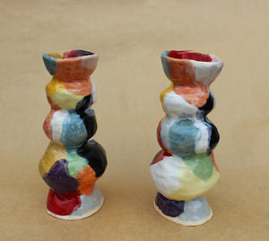 Pair of Multicolored Taper Candle Holders